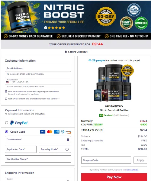 Nitric Boost Ultra Secure Checkout Page